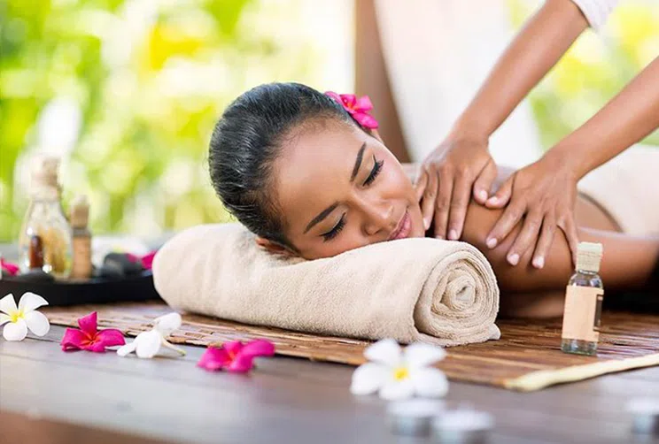 Ayurveda spa pavilion in a tropical garden