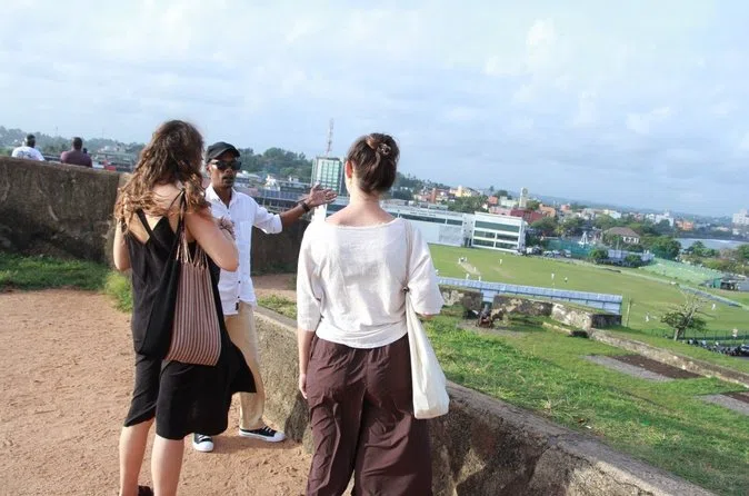 Family walking through Galle Fort