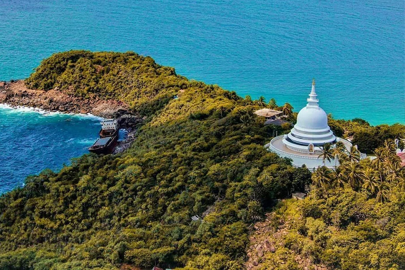 Rumassala hill overlooking the Indian Ocean