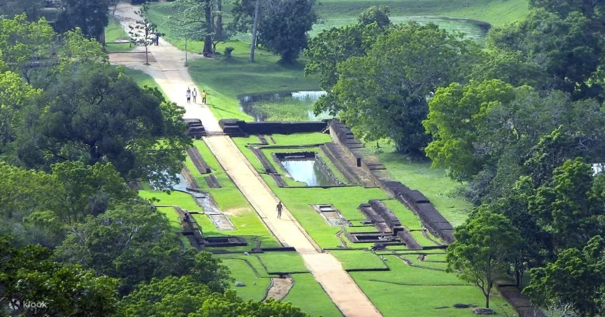 Sigiriya Rock Fortress seen from the landscaped gardens