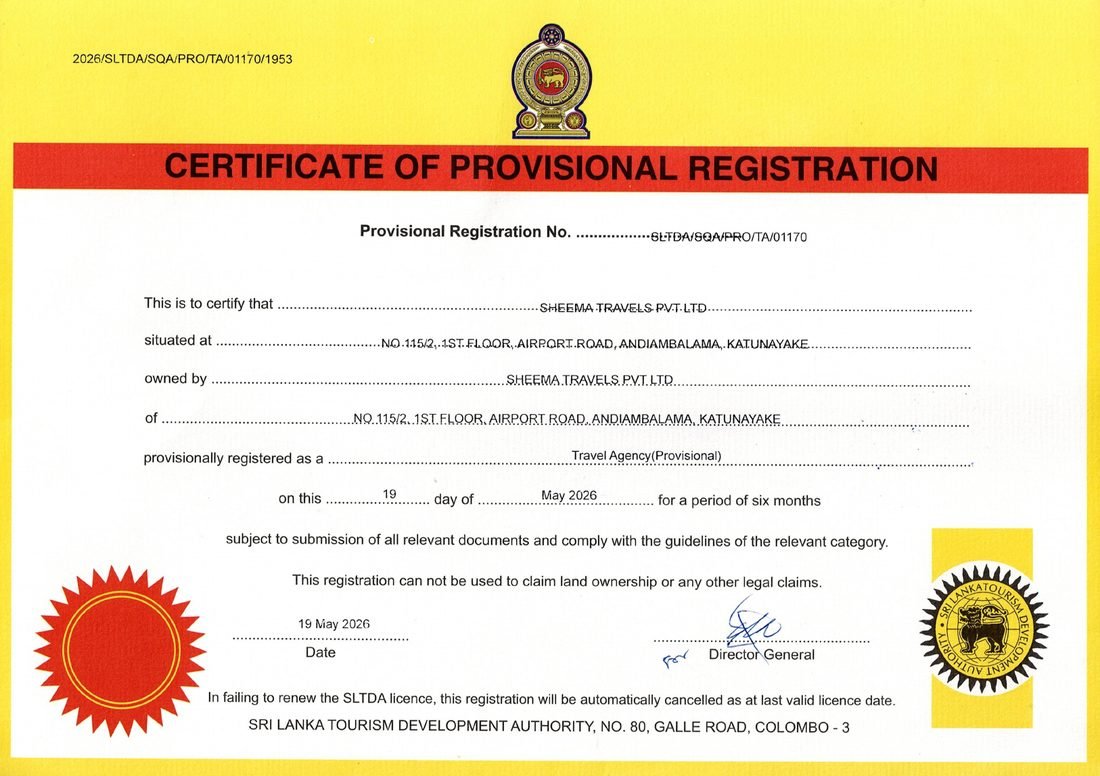 SLTDA Provisional Registration