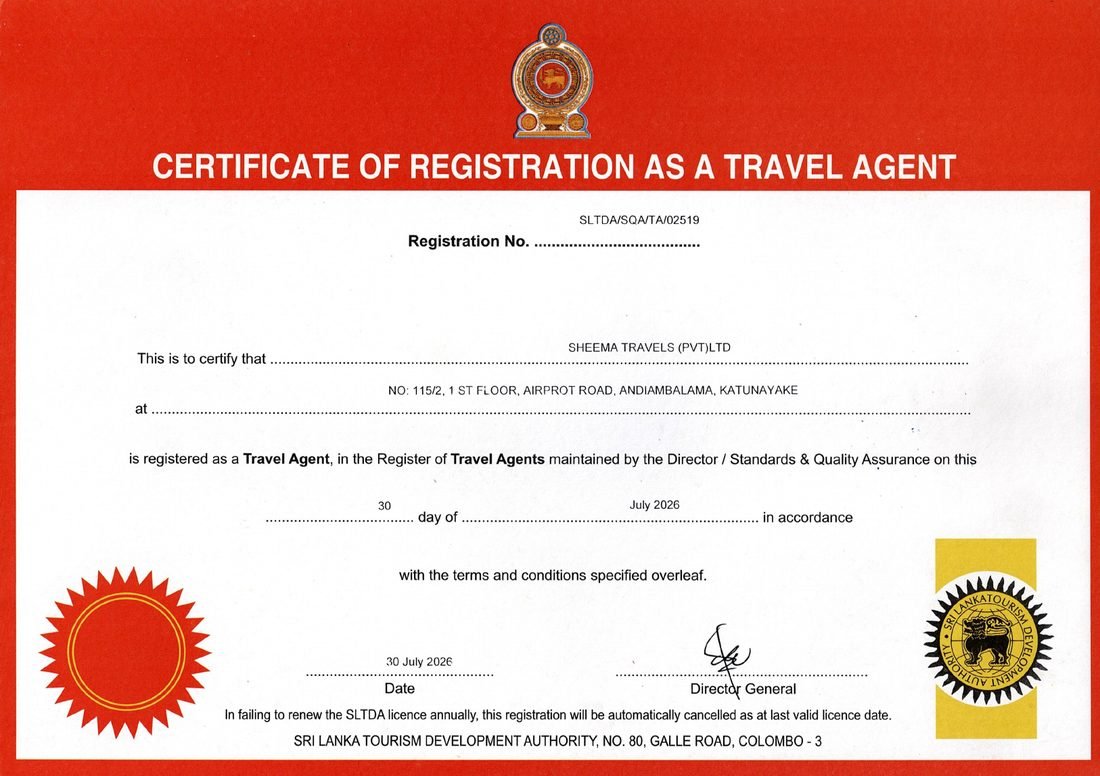 SLTDA Travel Agent Registration